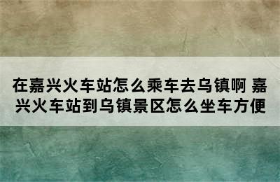 在嘉兴火车站怎么乘车去乌镇啊 嘉兴火车站到乌镇景区怎么坐车方便